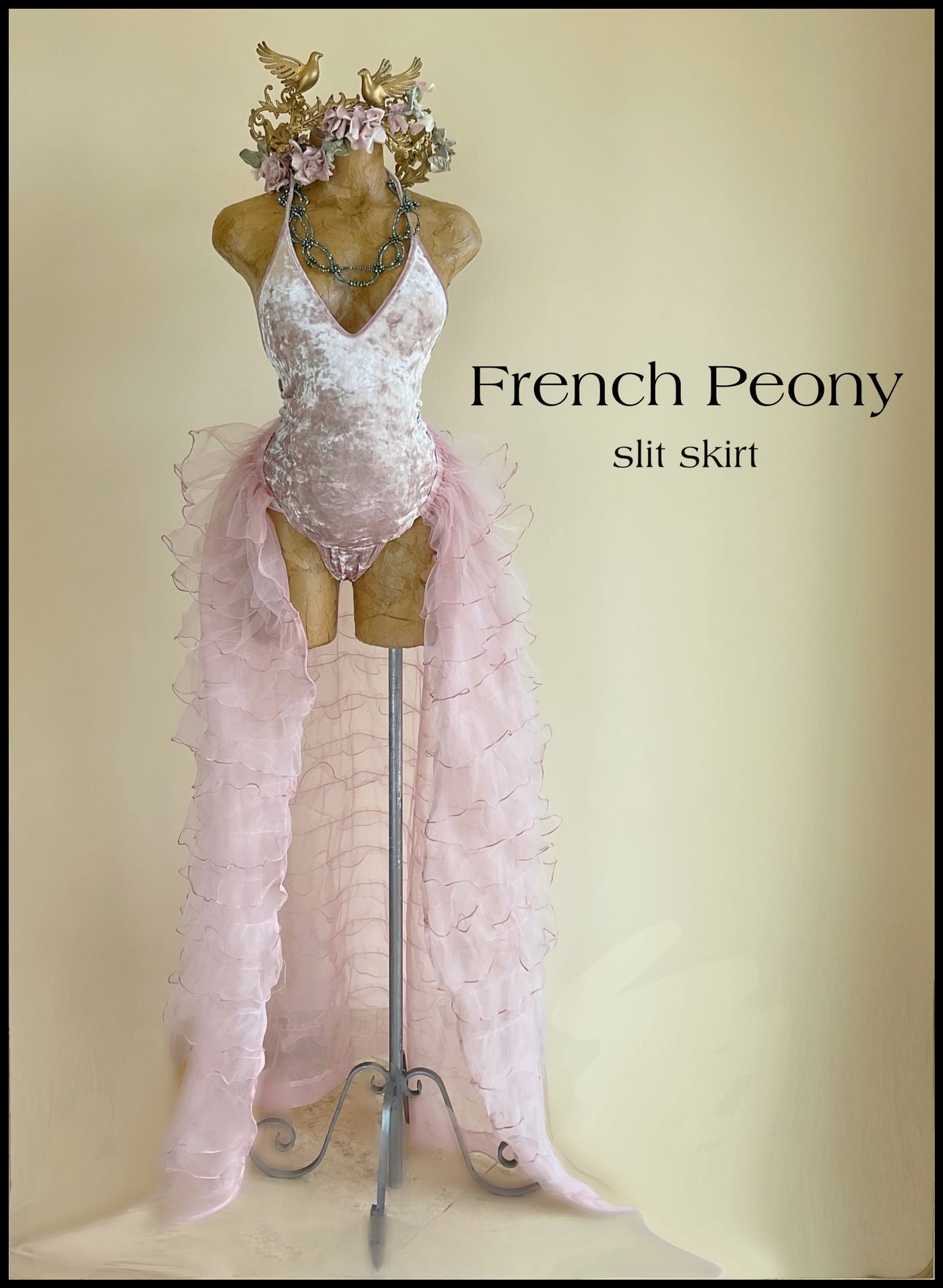 French Peony slit skirt